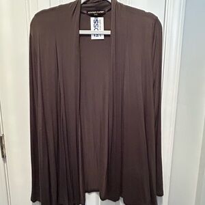 Always Indigo 2X Knit Open Front Olive Lightweight Cardigan